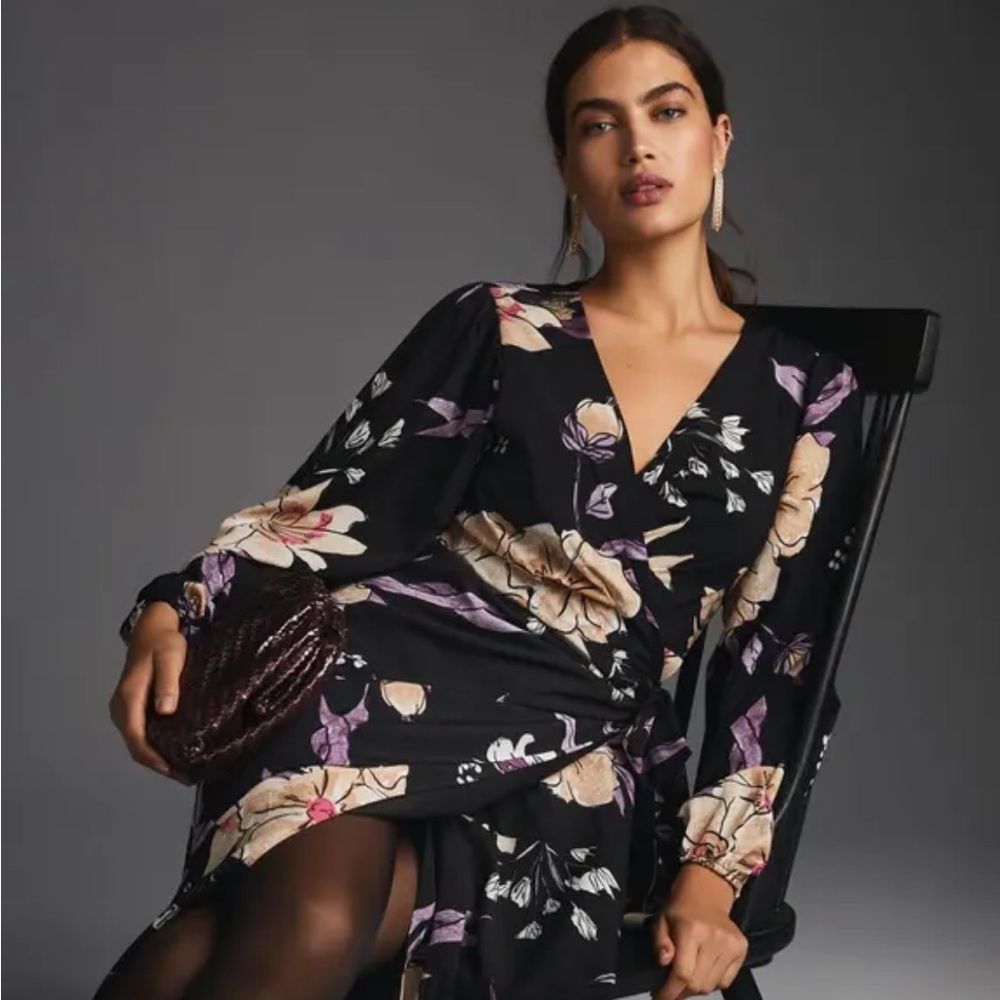 Anthropologie Hutch Long Sleeve Wrap Dress Plus Size 1x